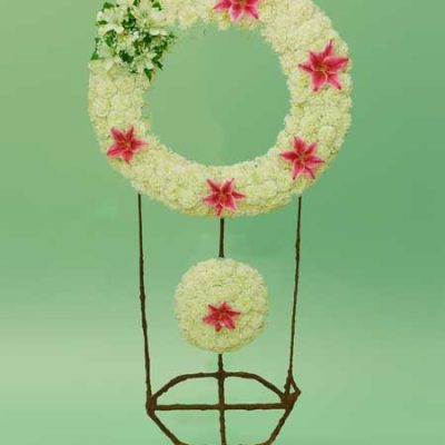 تاج گل مصنوعی گرد سفید و صورتی ایتام